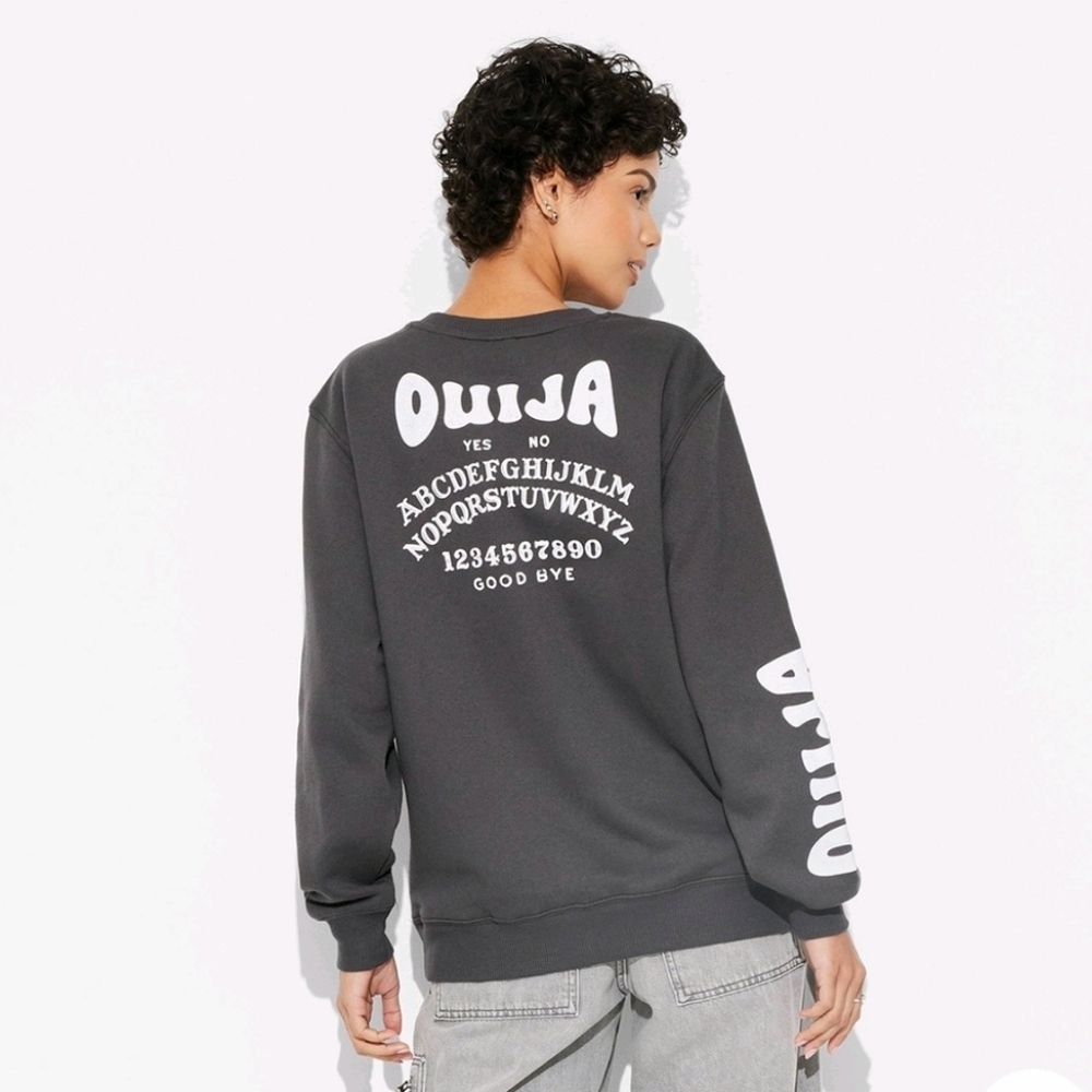 Women’s Ouija Dark Gray Long Sleeve Crewneck Sweatshirt Size XS